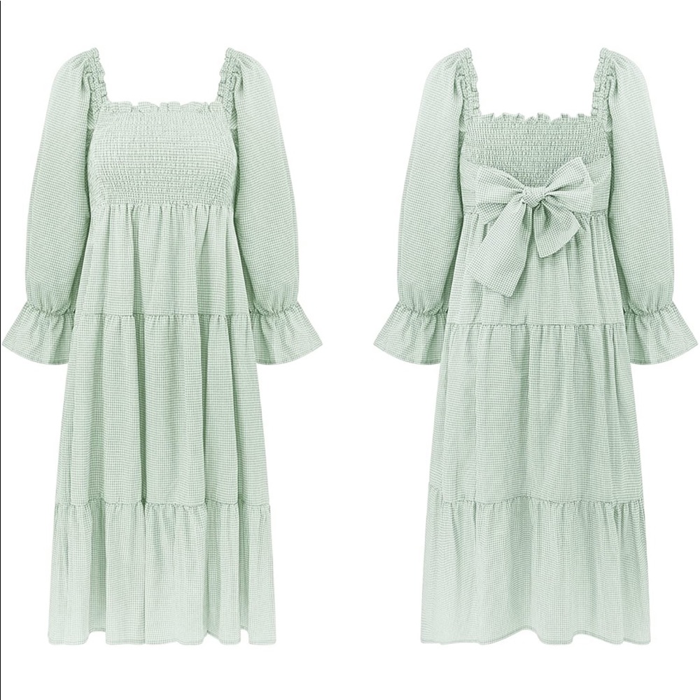 Gingham smocked midi dress - Picture 3 of 3